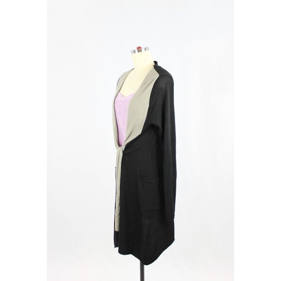 ANNETTE GORTZ Black Viscose Knit Long Wrap Tie Front Cardigan Sweater, Size M - Picture 4 of 16